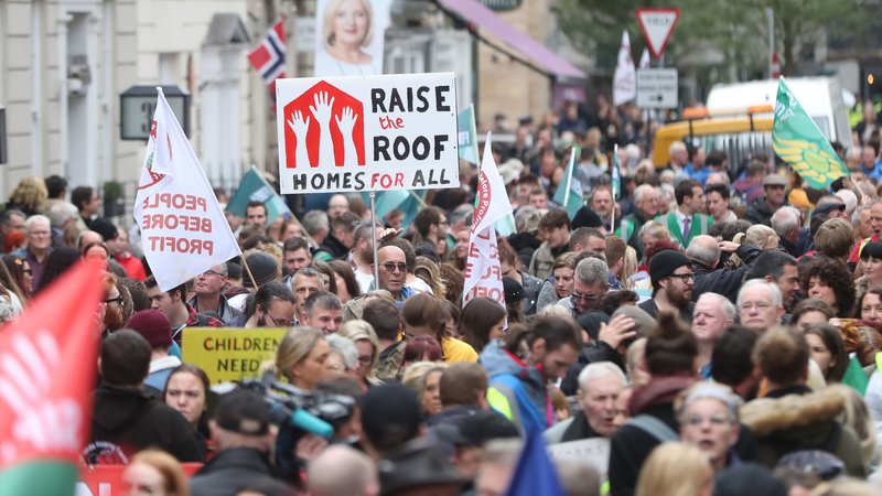 Thousands participated in protests against the housing crisis in Ireland. (Photo: Raidió Teilifís Éireann)