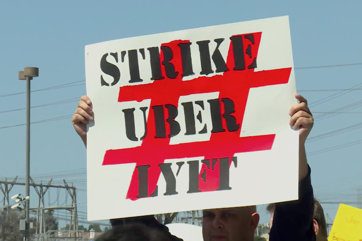 Uber drivers stage strike in Los Angeles over cuts in pay rates