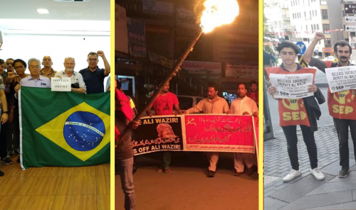 Protests in Brazil, Paksistan and Turkey calling for Ali Wazir's release.