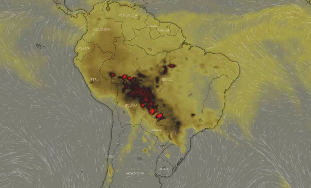 Thick Smoke From Human Caused Fires In The Amazon Spreads Across South   Brazil Amazon Fires Map 1024x621 