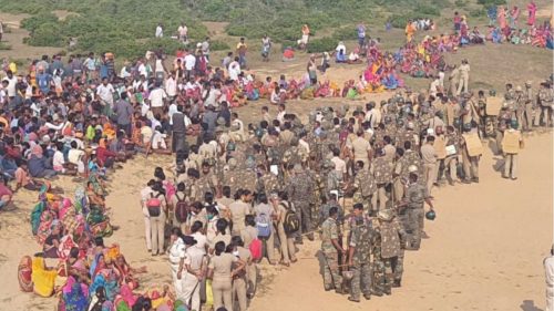 Villagers protest in Odisha, India