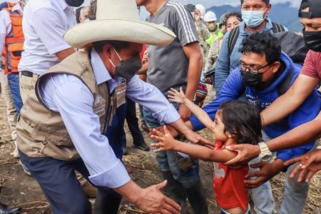 Pedro Castillo visiting the Amazon region after an earthquake during his presidency. Photo: Twitter/ Pedro Castillo
