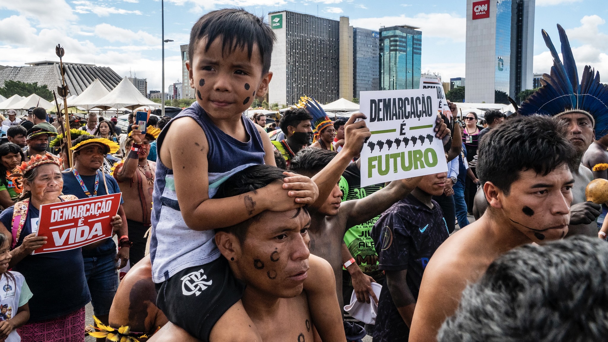 Indigenous people march for land rights in Brazil ahead of court ruling