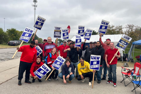 Striking autoworkers in Toledo, Ohio (Photo: UAW via X)
