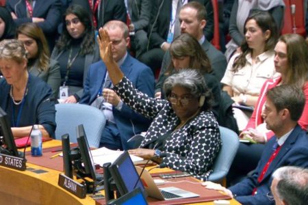 US Ambassador Linda Thomas Greenfield during the UN Security Council meeting on October 18. (Photo: UN News)
