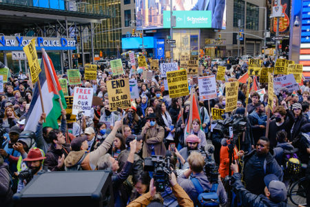Thousands rally in Times Square in solidarity with Palestine (Photo: ANSWER Coalition)