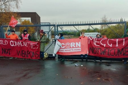 ACORN activists protest in solidarity with Palestine.