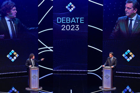 Final presidential debate between Sergio Massa and Javier Milei. Photo: Telam