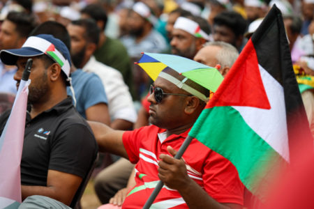 Demonstrators in Sri Lanka express solidarity with Palestine
