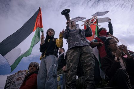 Protesters converged in Washington DC to demand a ceasefire now, end to all US funding of Israel, and an end to the siege on Gaza. Photo: Bratton Young