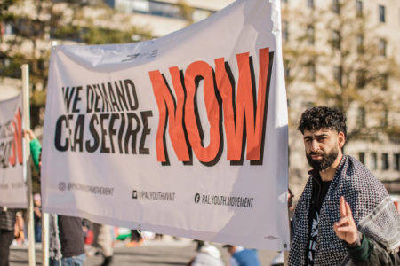 Protesters demand a ceasefire in Gaza at the November 4 march for Palestine in Washington, DC (Photo: Sofia Perez)