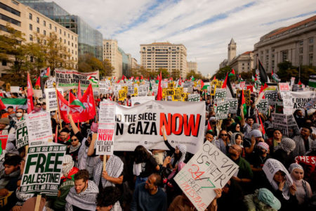 300,000 rallied in Freedom Plaza for Palestine on November 4 (Photo: Sofia Perez)