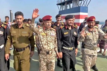 Yemen's Minister of Defense Major General Mohammed Al-Atefi has said any ship affiliated to Israel will be seized or attacked. Photo: Al Masirah TV