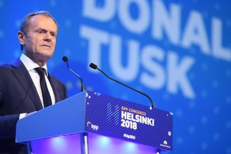 Donald Tusk at the European People's Party Congress in Helsinki, Finland, on November 8, 2018. Photo: Wikimedia