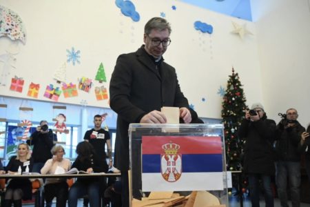 Serbian President Aleksandar Vucic casts his vote. Photo: Facebook