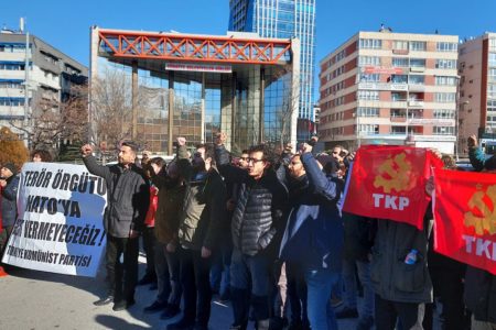 From the TKP’s demonstration outside the Grand National Assembly of Turkey (Photo: TKP)