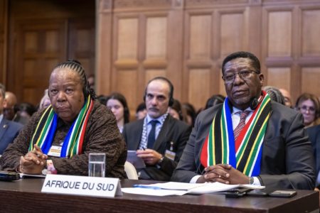 South Africa's team on January 26, 2024 when the International Court of Justice (ICJ), delivered its Order on the Request for the indication of provisional measures in the case concerning Application of the Convention on the Prevention and Punishment of the Crime of Genocide in the Gaza Strip (South Africa v. Israel). Photo: ICJ