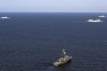 Russian and Chinese warships have arrived in Iran's territorial waters to participate in joint naval drills dubbed "Maritime Security Belt 2024". Photo: IRNA