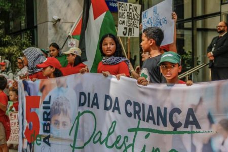 Rallies for Palestinian Children's Day were held across Brazil, including in São Paulo. Photo: Priscila Ramos