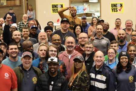 President of UAW with workers in Tennessee. Photo: UAW