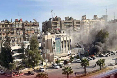 The Iranian consulate in Damascus following Israeli bombardment (Photo via: PressTV)