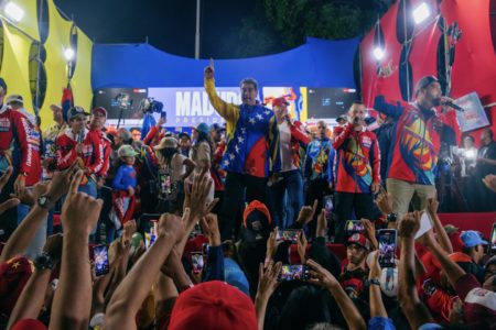 Nicolás Maduro greets thousands of supporters outside of MIraflores Palace on July 28. Photo: Zoe Alexandra