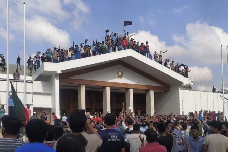 Bangladesh pm resignation PM residence Bangladesh