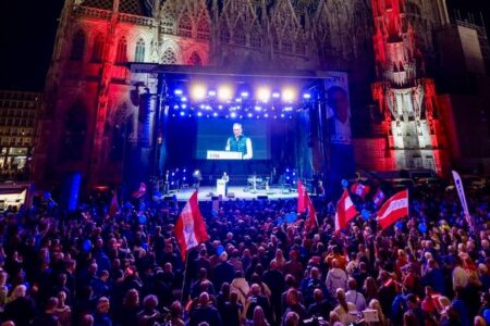 Herbert Kickl during election rally. Source: Facebook