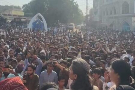 Protesters during a rally against extrajudicial killings on September 25, Sindh. Source: Atif Tauqeer/X