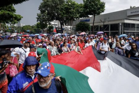 Massive march in Caracas, Venezuela on Saturday October 5 to commemorate the one year anniversary of Israel's genocide. Photo: Francisco Trias