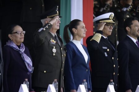 Mexican President Claudia Sheinbaum in a ceremony of the Armed Forces and National Guard of Mexico. Photo: Claudia Sheinbaum / X