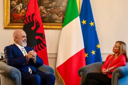 Albanian PM Edi Rama with Italian PM Giorgia Meloni. Source: Giorgia Meloni/X