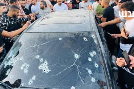 The car in the aftermath of the assassinations in Nablus. Photo: Quds News/ Telegram