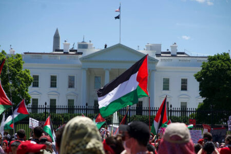 Pro-Palestine protesters rally outside of the White House on June 8 (Photo: the Palestinian Youth Movement)
