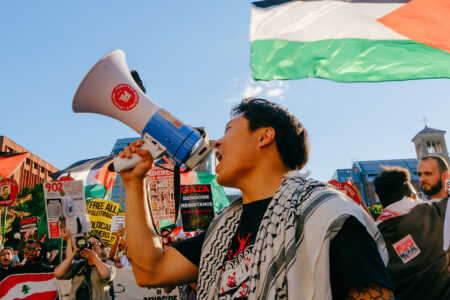 Demonstrators in Washington Square Park on October 5 (Photo: Wyatt Souers)