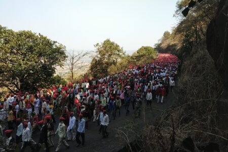 Farmers rally in Maharashtra in 2020-2021 farmers struggle. Photo: Newsclick