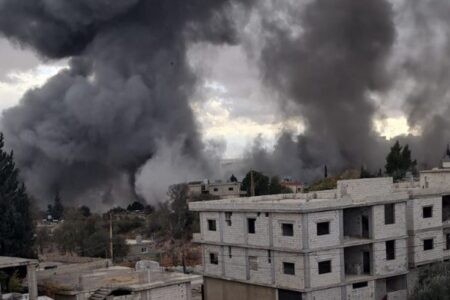 Israeli warplanes conducting a fire belt operation around Hermel city. Photo: Al Ahkbar