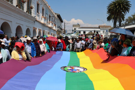 Members of CONAIE march in Latacunga on November 15, 2024. Photo: CONAIE