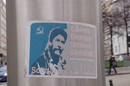 Sticker for the Free Georges Abdallah campaign in Belgium. Photo: Wikimedia Commons
