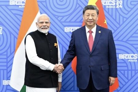 On October 23, 2024, President Xi Jinping met with Indian Prime Minister Narendra Modi on the margins of the BRICS Summit held in Kazan, Russia. Photo: MFA China
