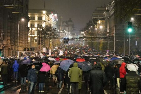 Protests in solidarity with Novi Sad, Belgrade, November 2024. Source: Zeleno-levi front/Facebook