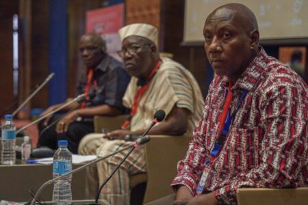 From right to left: Aboubakar Alassane, Philippe Noudjenoume, and Achy Ekissi. Photo: Pedro Stropasolas