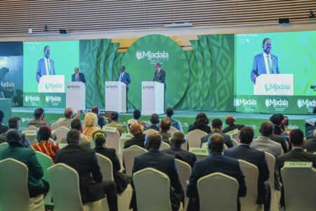 Muhammadu Ali Yusouf, Raila Odinga, and Richard James Randri participate in the leadership debate. Photo: African Union