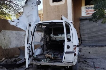 Israeli airstrike target a Rapid vehicle in Majdal Zoun, South Lebanon. Photo: Al Akhbar