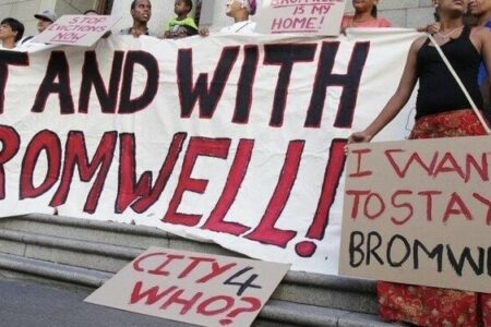 Bromwell residents rally. Photo: Ndifuna Ukwazi