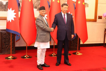 Nepal's Prime Minister K P Sharma Oli meets with Chinese President Xi Jinping (Photo: K P Sharma Oli via X)