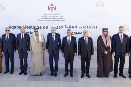 Prime Minister & Minister of Foreign Affairs Mohammed bin Abdulrahman Al Thani participating in the Arab Contact Group on Syria in Jordan on December 14. Photo: MFA Qatar