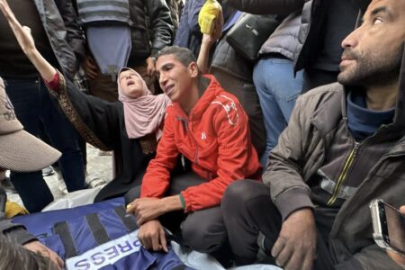 5 journalists were killed in an Israeli air strike on their vehicle near Al-Awda Hospital in Nuseirat, central Gaza Strip, on December 26, 2024. Photo: Mohammed Asad/Middle East Monitor.