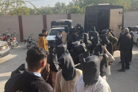 PTI supporters from KP getting arrested. Photo via X