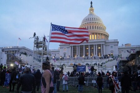 Protesters outside US Capitol on January 6, 2021. Photo: Tyler Merbler / Wikimedia Commons